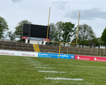 Der Football fliegt zuerst in Dresden!