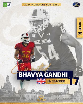 Neuer Linebacker für Dresden Bhavya Gandhi